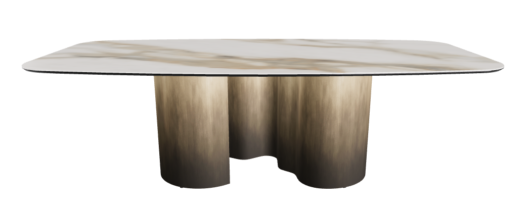 240x120x74h Barrel Shaped_Glossy Borghini Calacatta_Oxy Brass