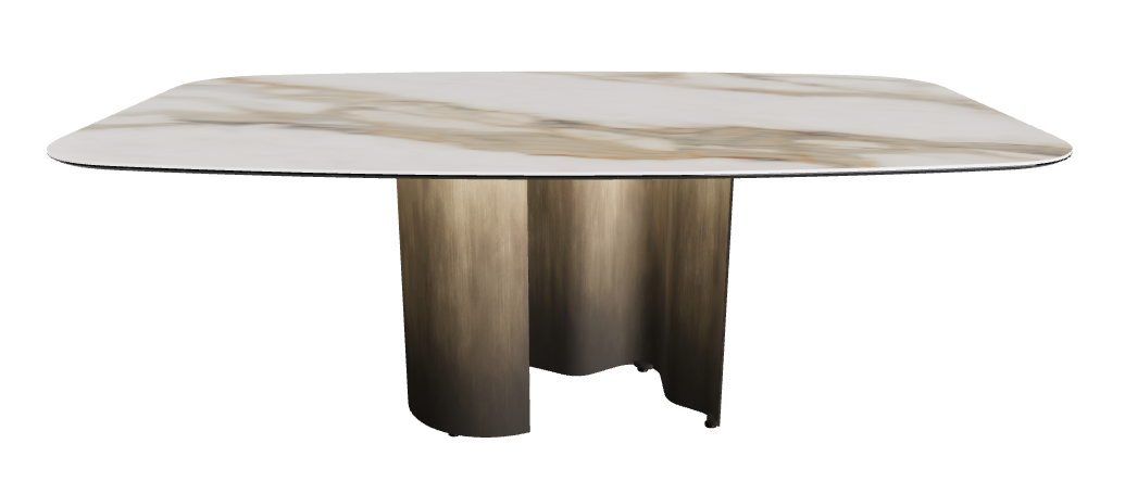 200x120x74h Barrel Shaped_Glossy Borghini Calacatta_Oxy Brass