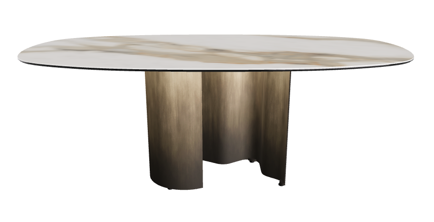 200x100x74h Bisuit Shaped_Glossy Borghini Calacatta_Oxy Brass