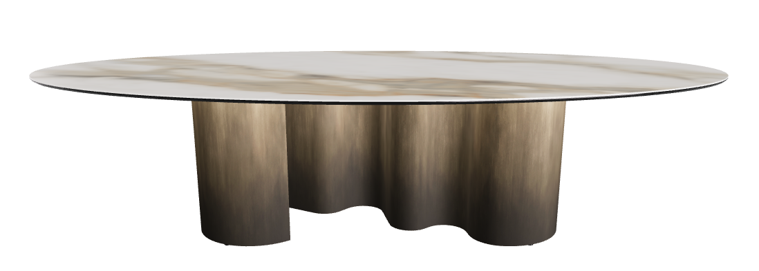 300x150x74h Oval Shaped_Glossy Borghini Calacatta_Oxy Brass