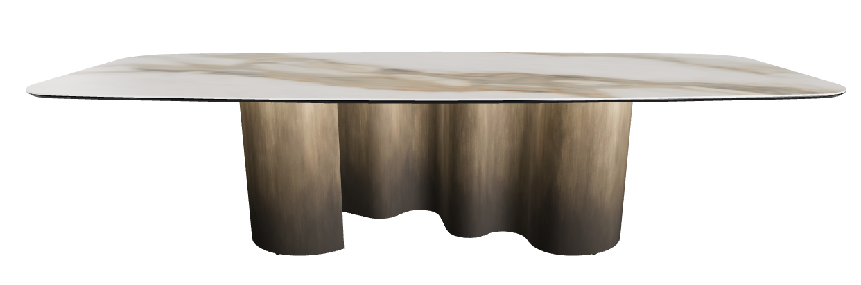 300x120x74h Barrel Shaped_Glossy Borghini Calacatta_Oxy Brass