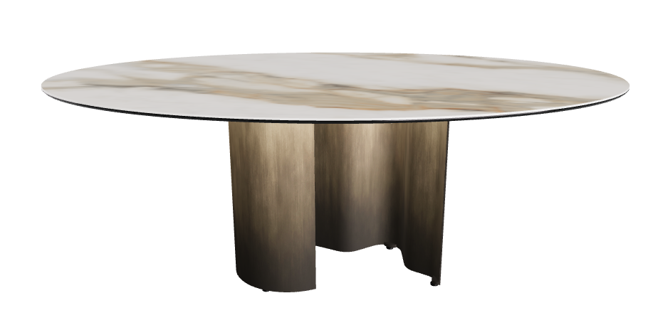 200x120x74h Oval Shaped_Glossy Borghini Calacatta_Oxy Brass