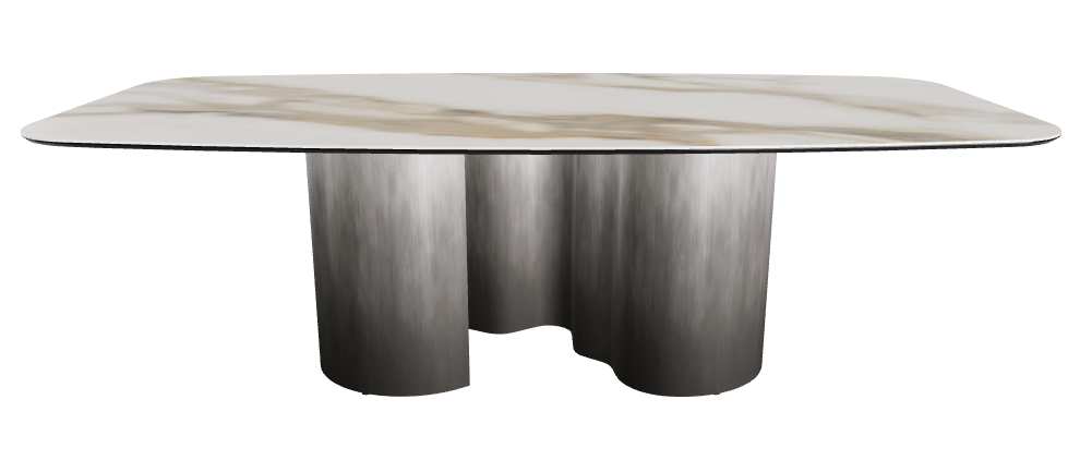240x120x74h Barrel Shaped_Glossy Borghini Calacatta_Oxy Grey