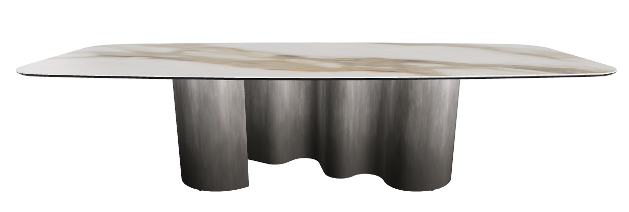 300x120x74h Barrel Shaped_Glossy Borghini Calacatta_Oxy Grey
