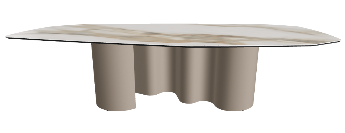 300x130x74h Polygon Shaped_Glossy Borghini Calacatta_Titanium Embossed