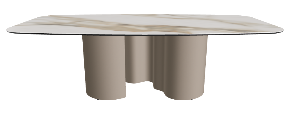 240x120x74h Barrel Shaped_Glossy Borghini Calacatta_Titanium Embossed