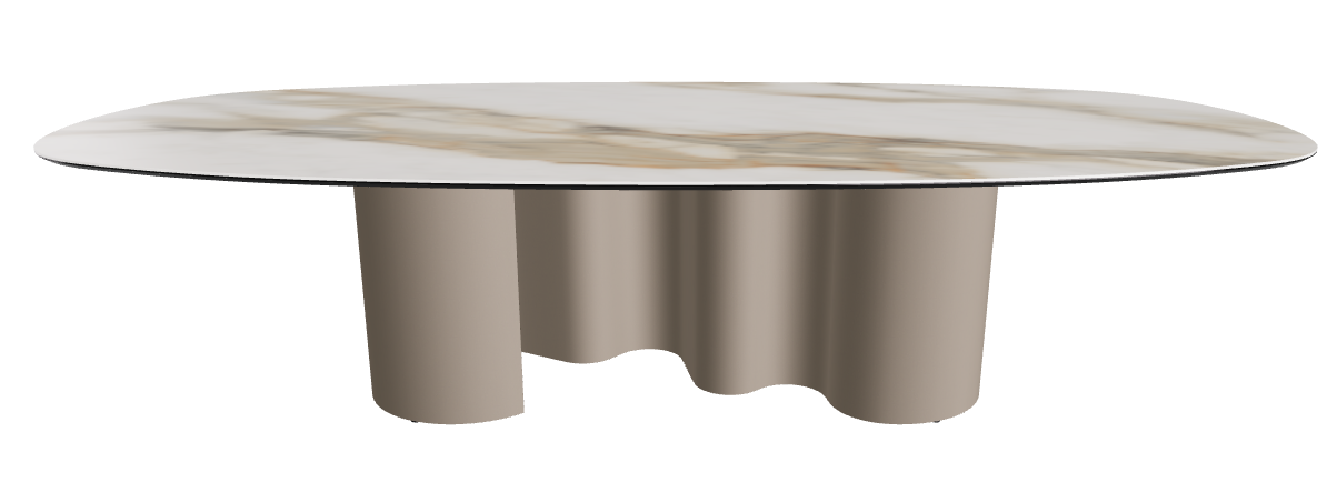 300x150x74h Biscuit Shaped_Glossy Borghini Calacatta_Titanium Embossed