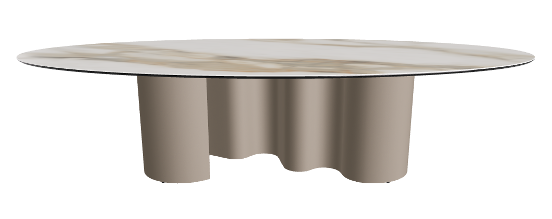 300x150x74h Oval Shaped_Glossy Borghini Calacatta_Titanium Embossed