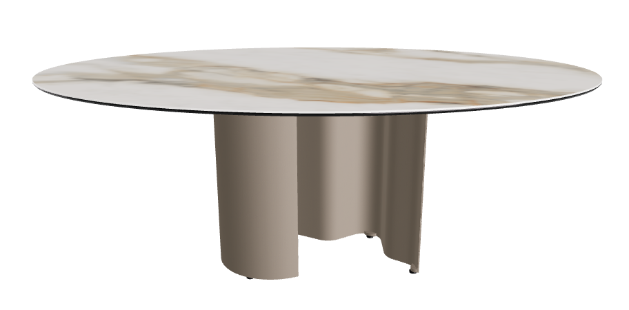 200x120x74h Oval Shaped_Glossy Borghini Calacatta_Titanium Embossed