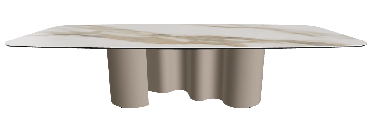 320x138x74h Barrel Shaped_Glossy Borghini Calacatta_Titanium Embossed