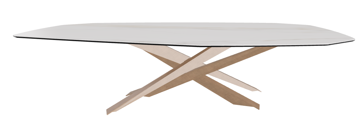 300x130x74.5h Polygon Shaped_Glossy Golden Calacatta_Brushed Bronze