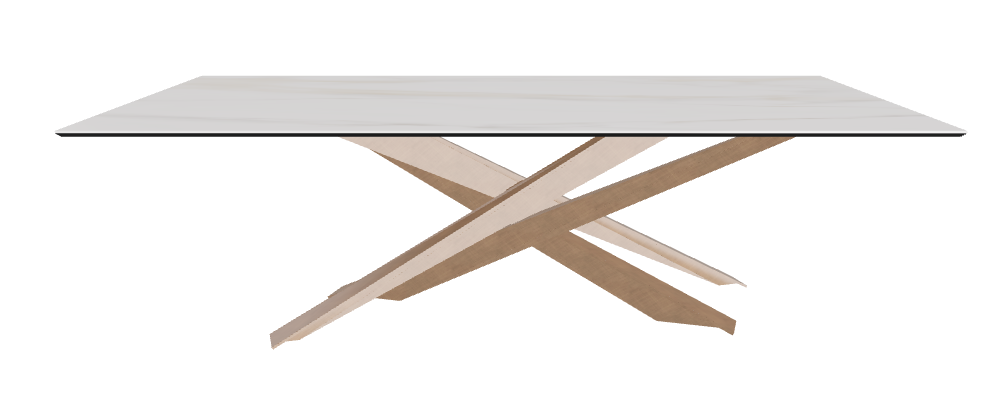 240x120x74.5h Rectangle Shaped_Glossy Golden Calacatta_Brushed Bronze