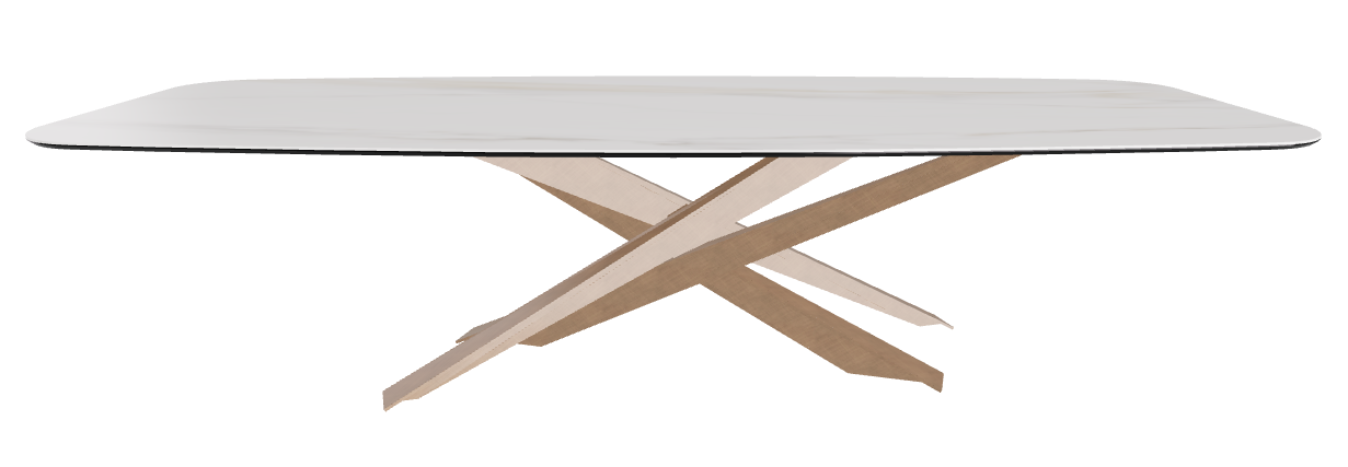 300x120x74.5h Barrel Shaped_Glossy Golden Calacatta_Brushed Bronze