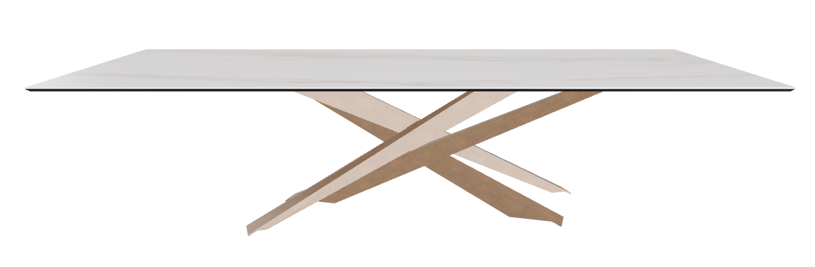 300x120x74.5h Rectangle Shaped_Glossy Golden Calacatta_Brushed Bronze