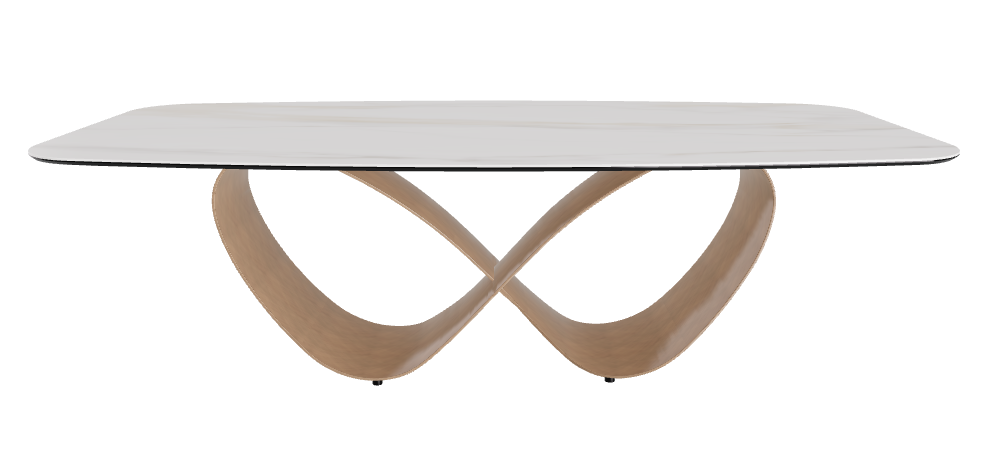 240x120x74h Barrel Shaped_Glossy Golden Calacatta_Brushed Bronze