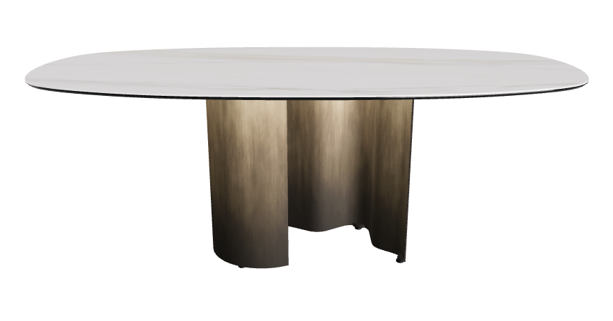 200x100x74h Bisuit Shaped_Glossy Golden Calacatta_Oxy Brass