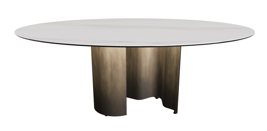 200x120x74h Oval Shaped_Glossy Golden Calacatta_Oxy Brass