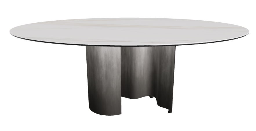 200x120x74h Oval Shaped_Glossy Golden Calacatta_Oxy Grey