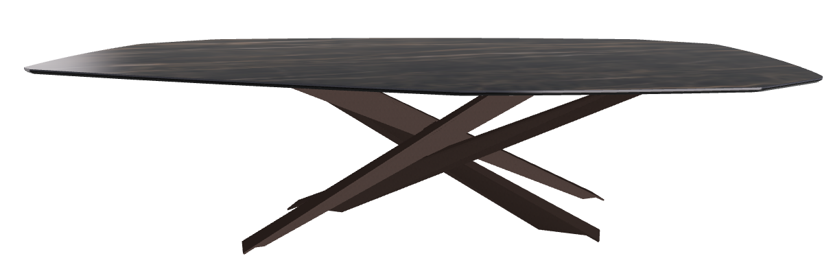 300x130x74.5h Polygon Shaped_Glossy Portoro_Bronze Embossed