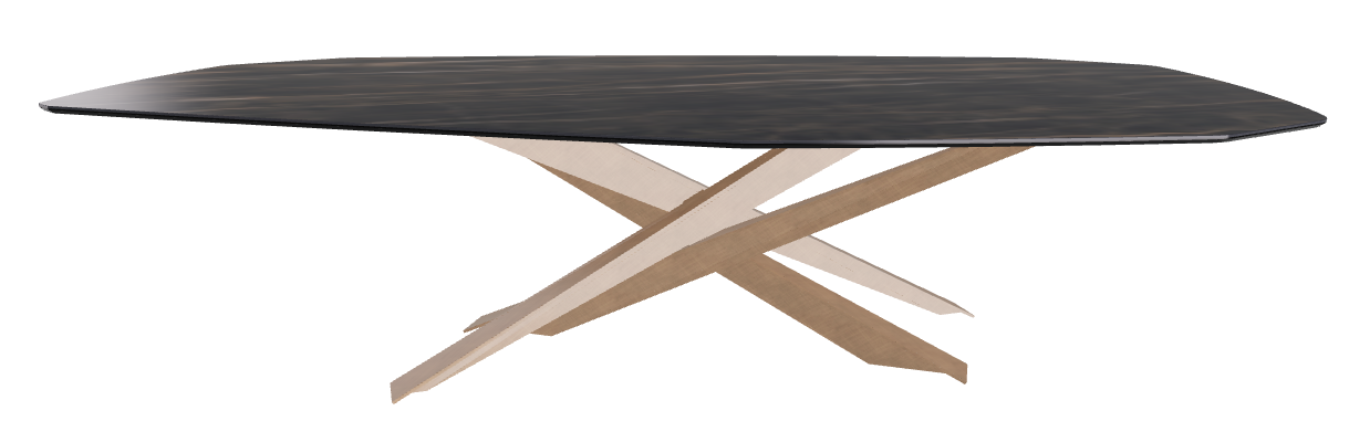 300x130x74.5h Polygon Shaped_Glossy Portoro_Brushed Bronze