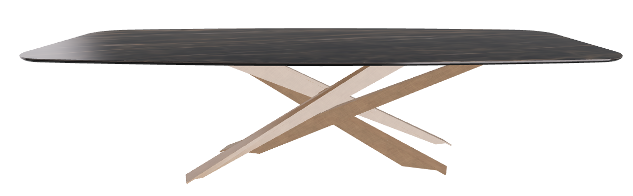 300x120x74.5h Barrel Shaped_Glossy Portoro_Brushed Bronze