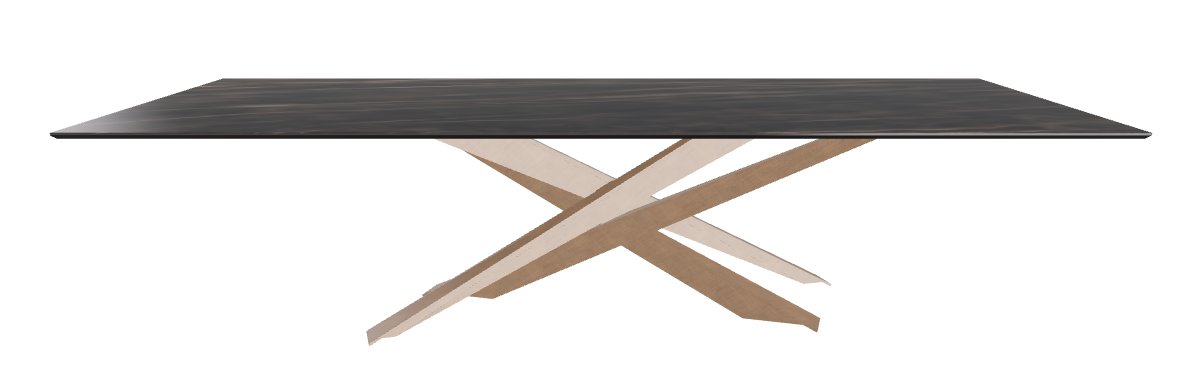 300x120x74.5h Rectangle Shaped_Glossy Portoro_Brushed Bronze