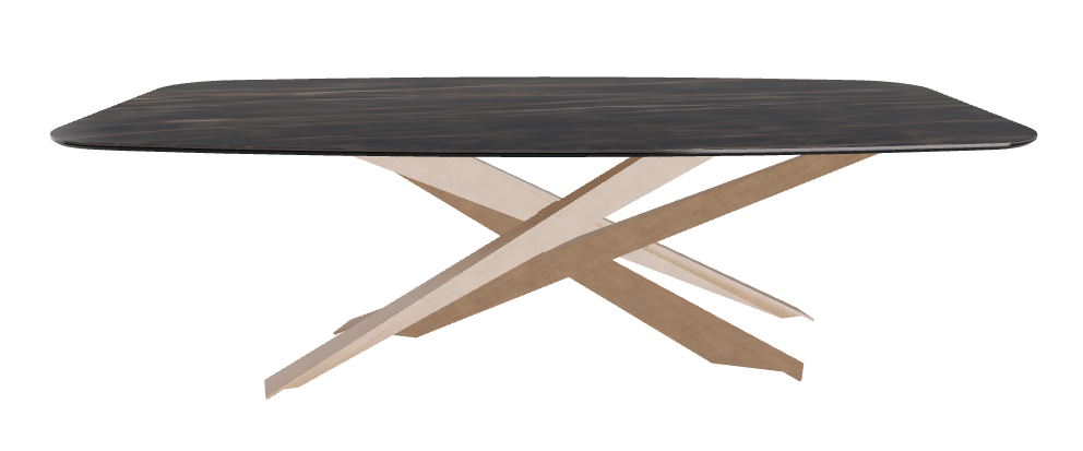 240x120x74.5h Barrel Shaped_Glossy Portoro_Brushed Bronze