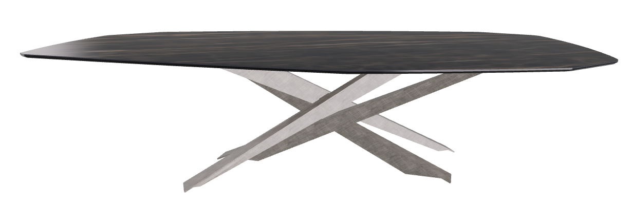 300x130x74.5h Polygon Shaped_Glossy Portoro_Brushed Grey