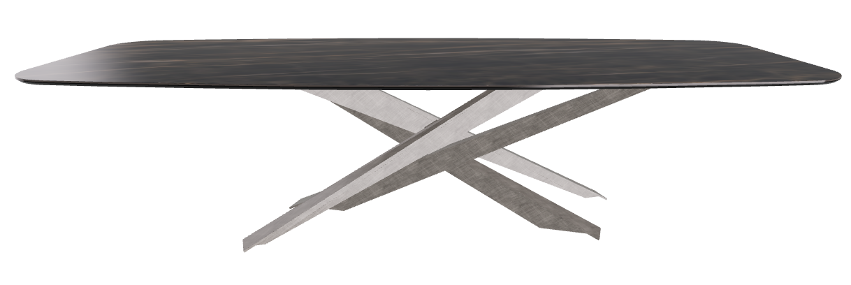 300x120x74.5h Barrel Shaped_Glossy Portoro_Brushed Grey