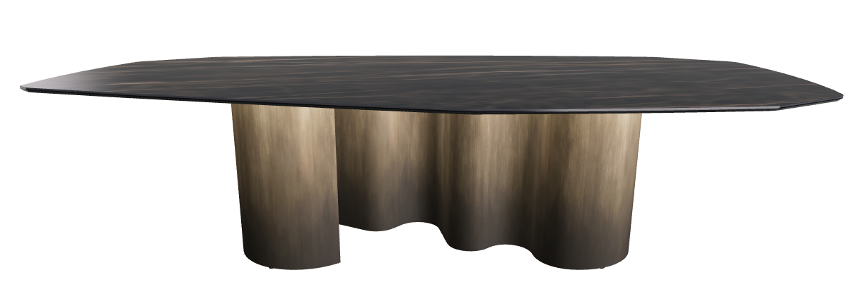 300x130x74h Polygon Shaped_Glossy Portoro_Oxy Brass