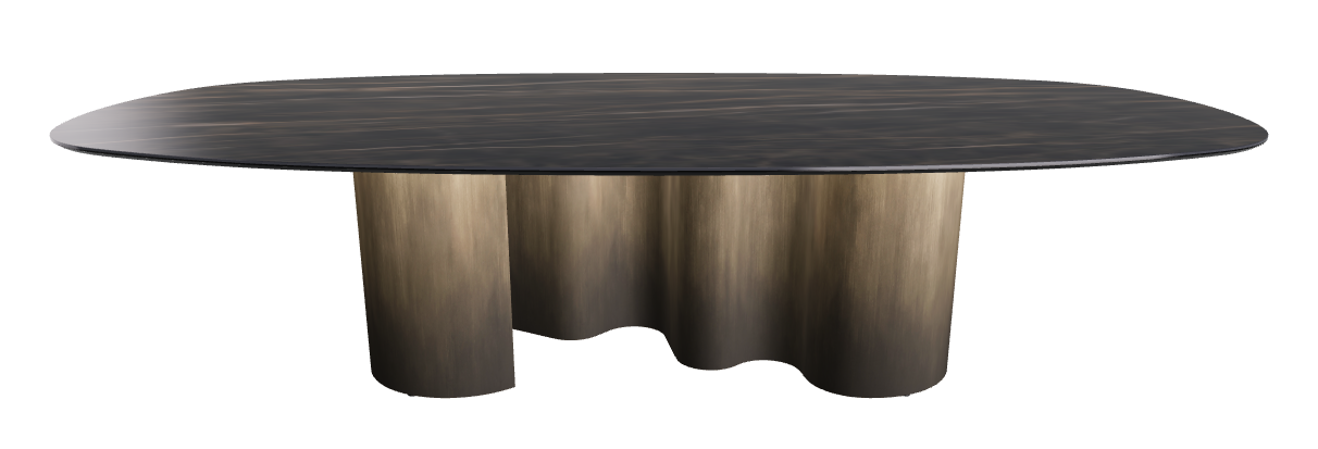 300x150x74h Biscuit Shaped_Glossy Portoro_Oxy Brass