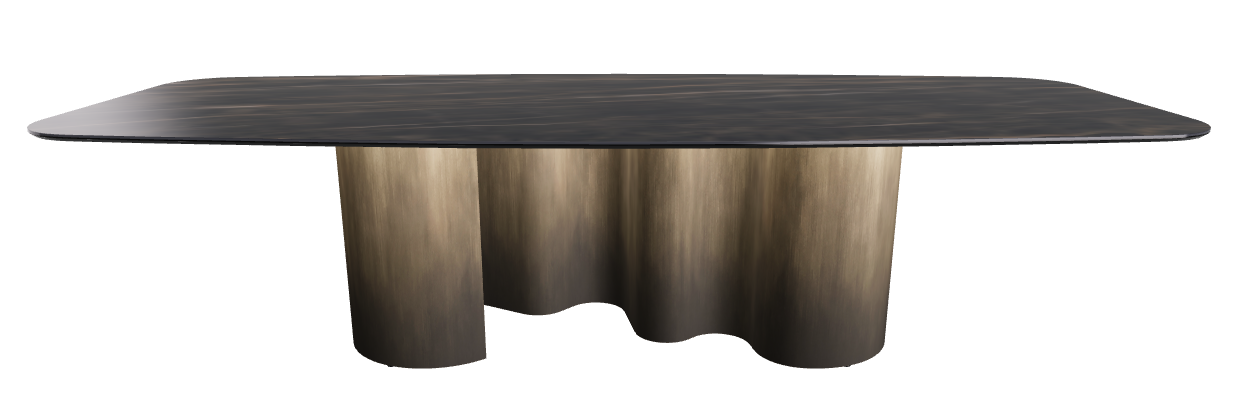 300x120x74h Barrel Shaped_Glossy Portoro_Oxy Brass