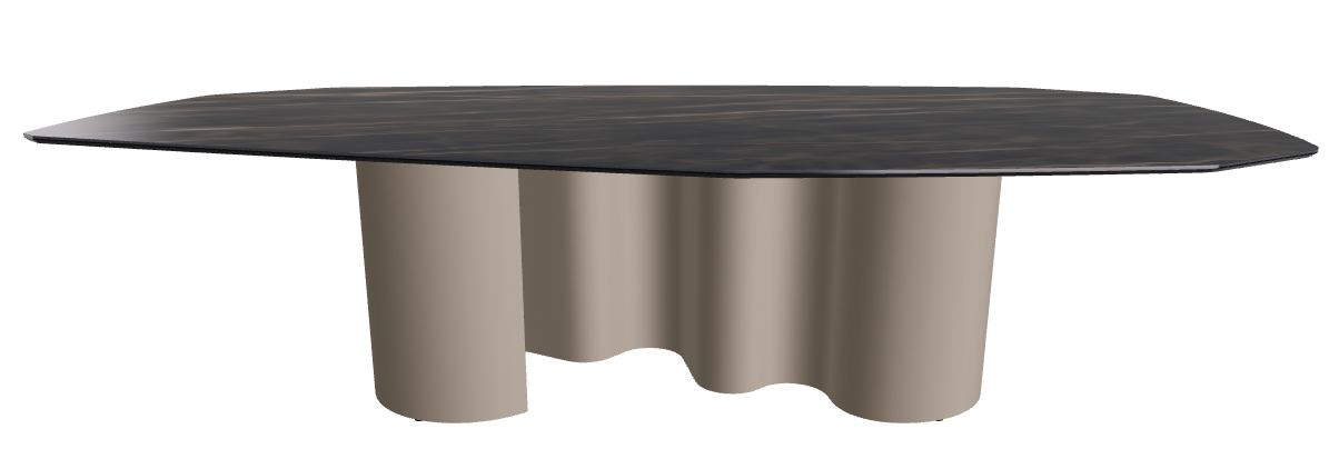 300x130x74h Polygon Shaped_Glossy Portoro_Titanium Embossed