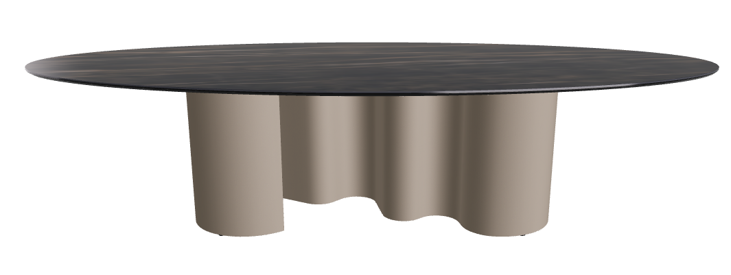 300x150x74h Oval Shaped_Glossy Portoro_Titanium Embossed