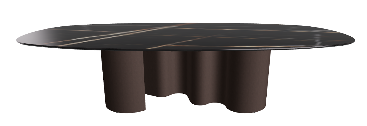 300x150x74h Biscuit Shaped_Glossy Sahara Noir_Bronze Embossed