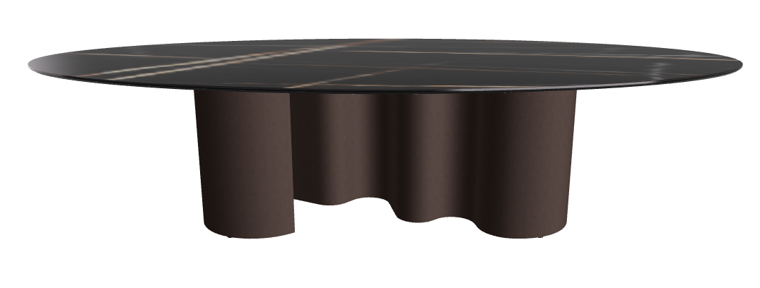 300x150x74h Oval Shaped_Glossy Sahara Noir_Bronze Embossed