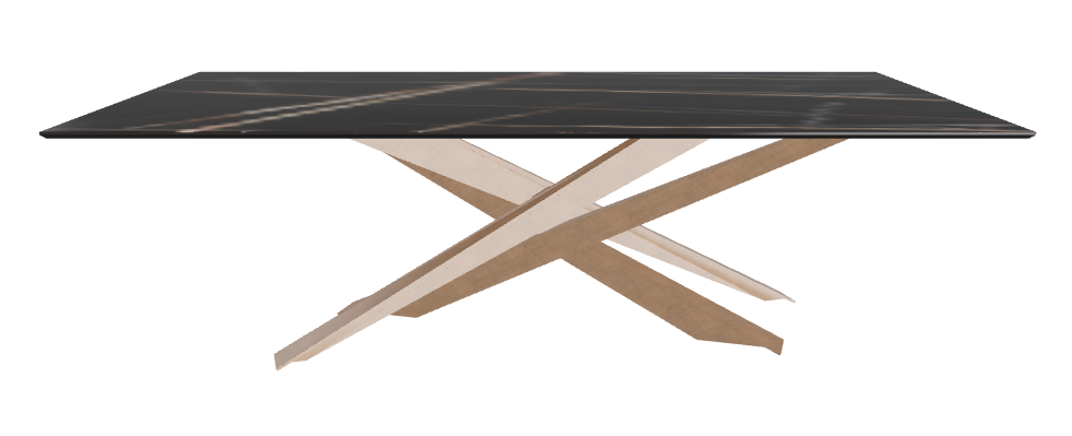 240x120x74.5h Rectangle Shaped_Glossy Sahara Noir_Brushed Bronze