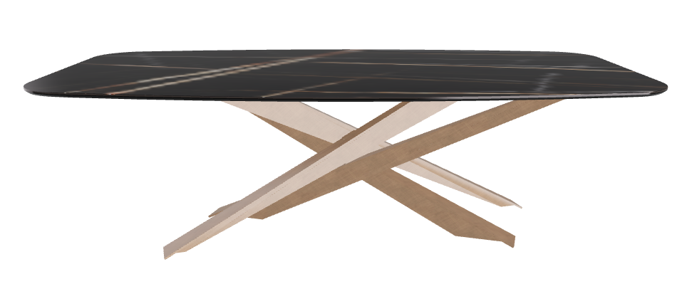 240x120x74.5h Barrel Shaped_Glossy Sahara Noir_Brushed Bronze