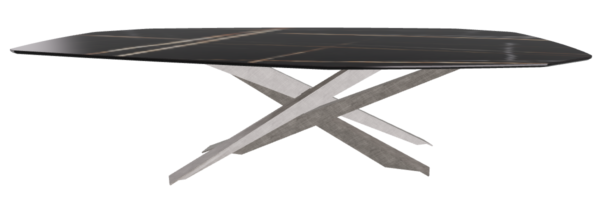 300x130x74.5h Polygon Shaped_Glossy Sahara Noir_Brushed Grey