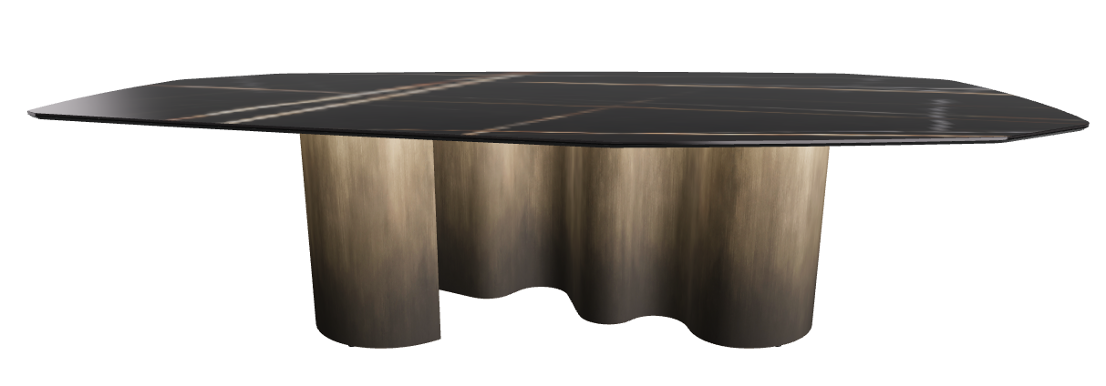 300x130x74h Polygon Shaped_Glossy Sahara Noir_Oxy Brass