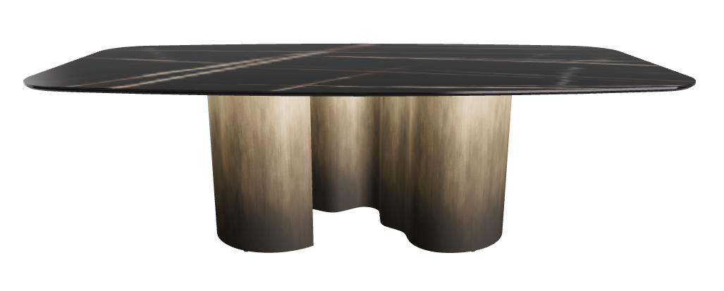 240x120x74h Barrel Shaped_Glossy Sahara Noir_Oxy Brass