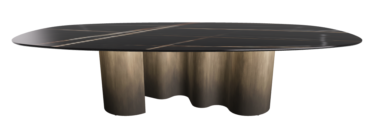 300x150x74h Biscuit Shaped_Glossy Sahara Noir_Oxy Brass