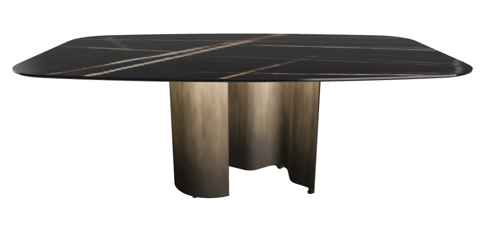 200x120x74h Barrel Shaped_Glossy Sahara Noir_Oxy Brass