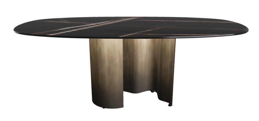 200x100x74h Bisuit Shaped_Glossy Sahara Noir_Oxy Brass