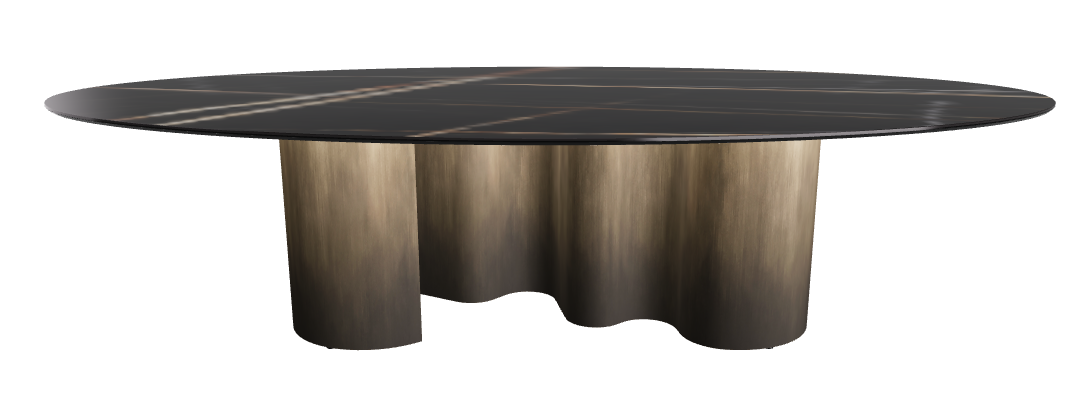 300x150x74h Oval Shaped_Glossy Sahara Noir_Oxy Brass