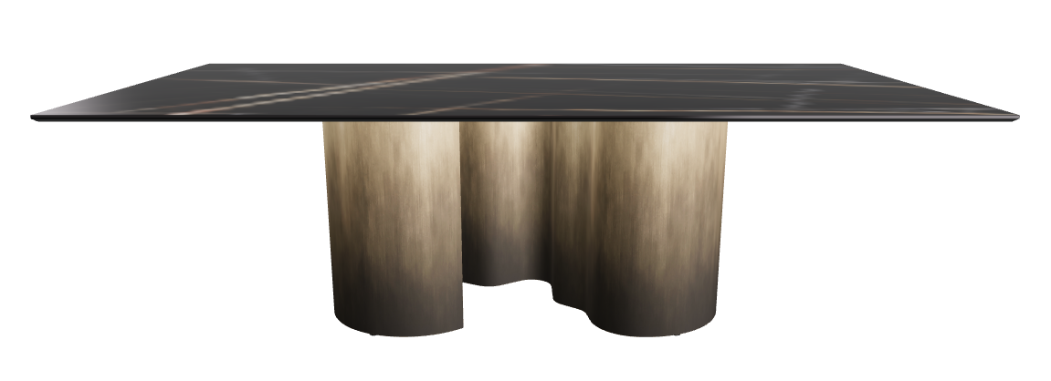 240x120x74h Rectangle Shaped_Glossy Sahara Noir_Oxy Brass