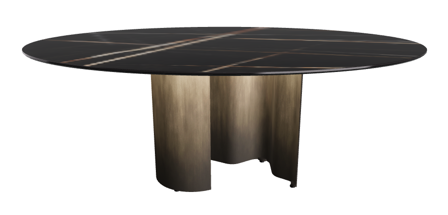 200x120x74h Oval Shaped_Glossy Sahara Noir_Oxy Brass