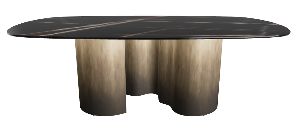 220x120x74h Biscuit Shaped_Glossy Sahara Noir_Oxy Brass