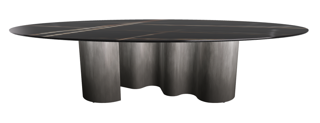 300x150x74h Oval Shaped_Glossy Sahara Noir_Oxy Grey