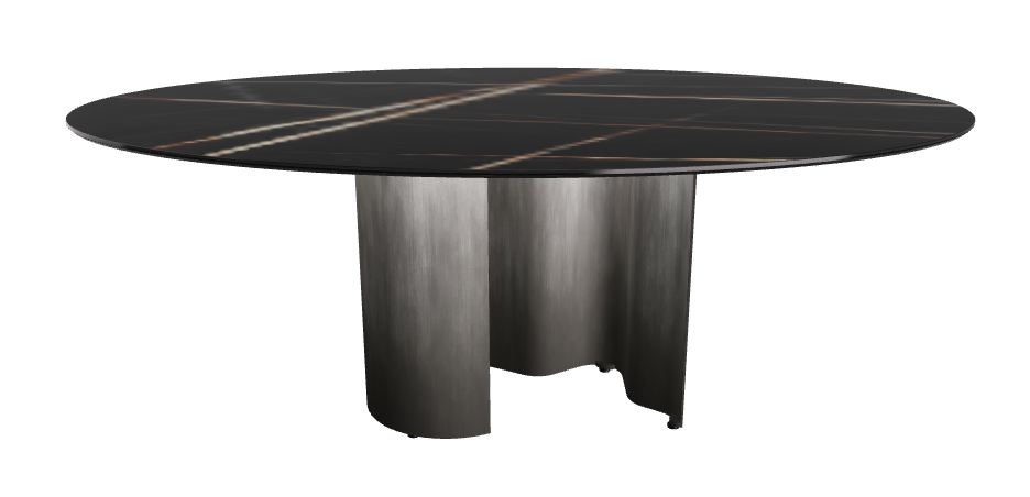 200x120x74h Oval Shaped_Glossy Sahara Noir_Oxy Grey